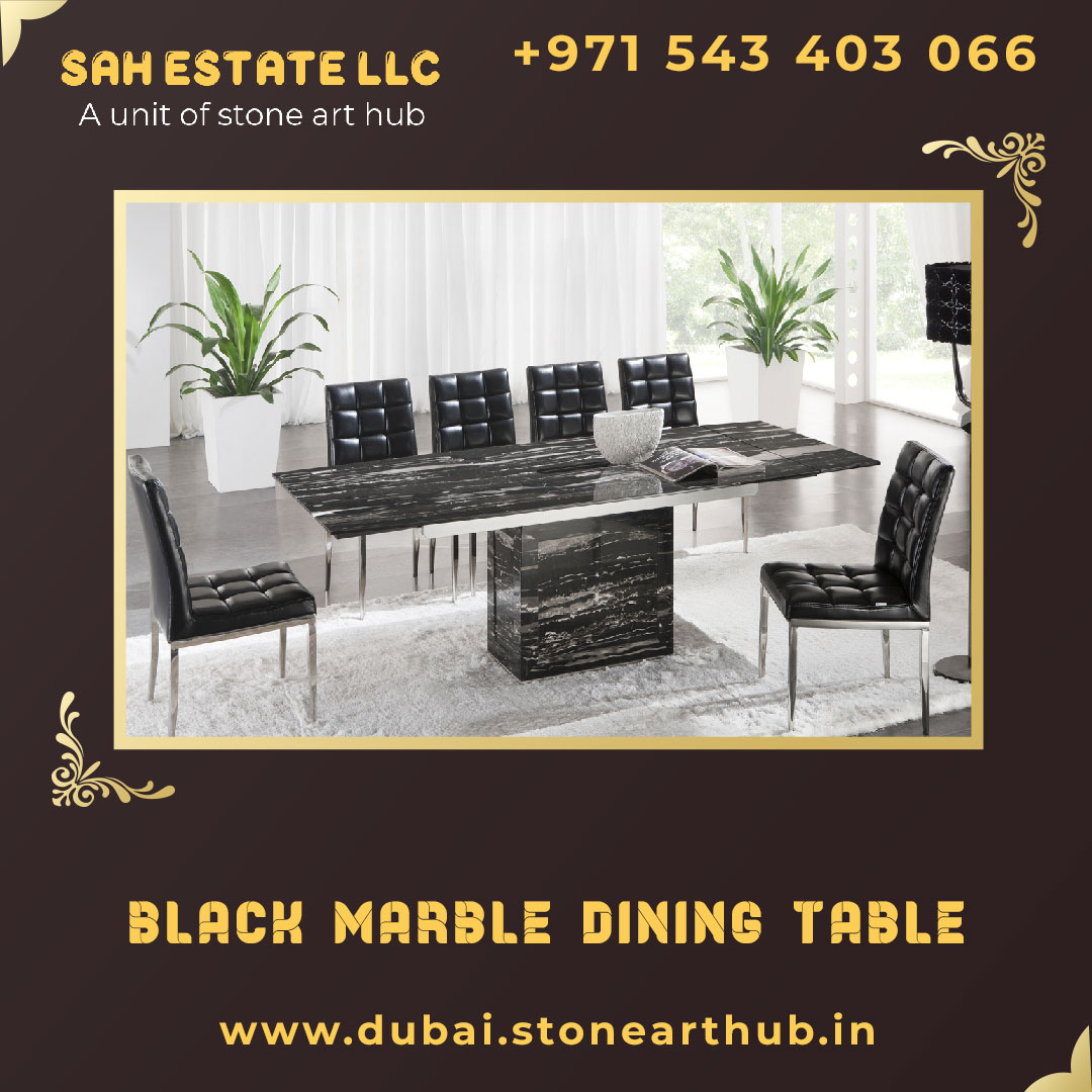Black Marble Dining Table in Dubai 1 Black Marble Dining Table in Dubai