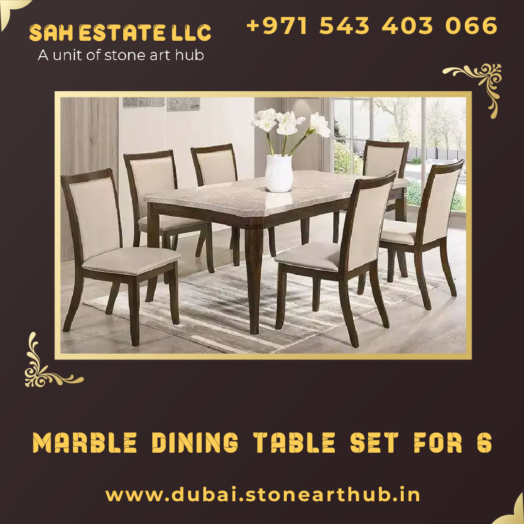 Marble Dining Table Set For 6 in Dubai