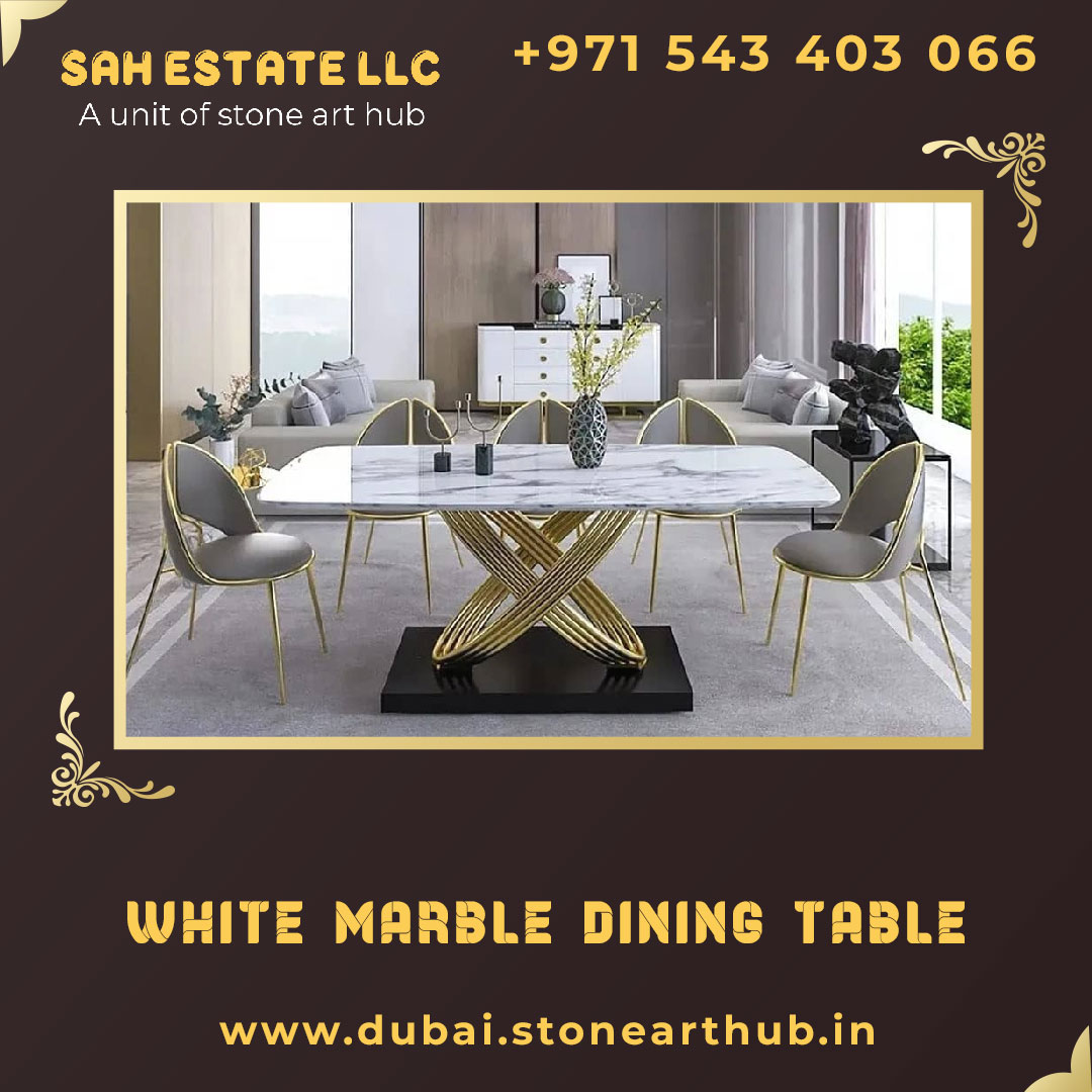 White Marble Dining Table in Dubai 1 White Marble Dining Table in Dubai