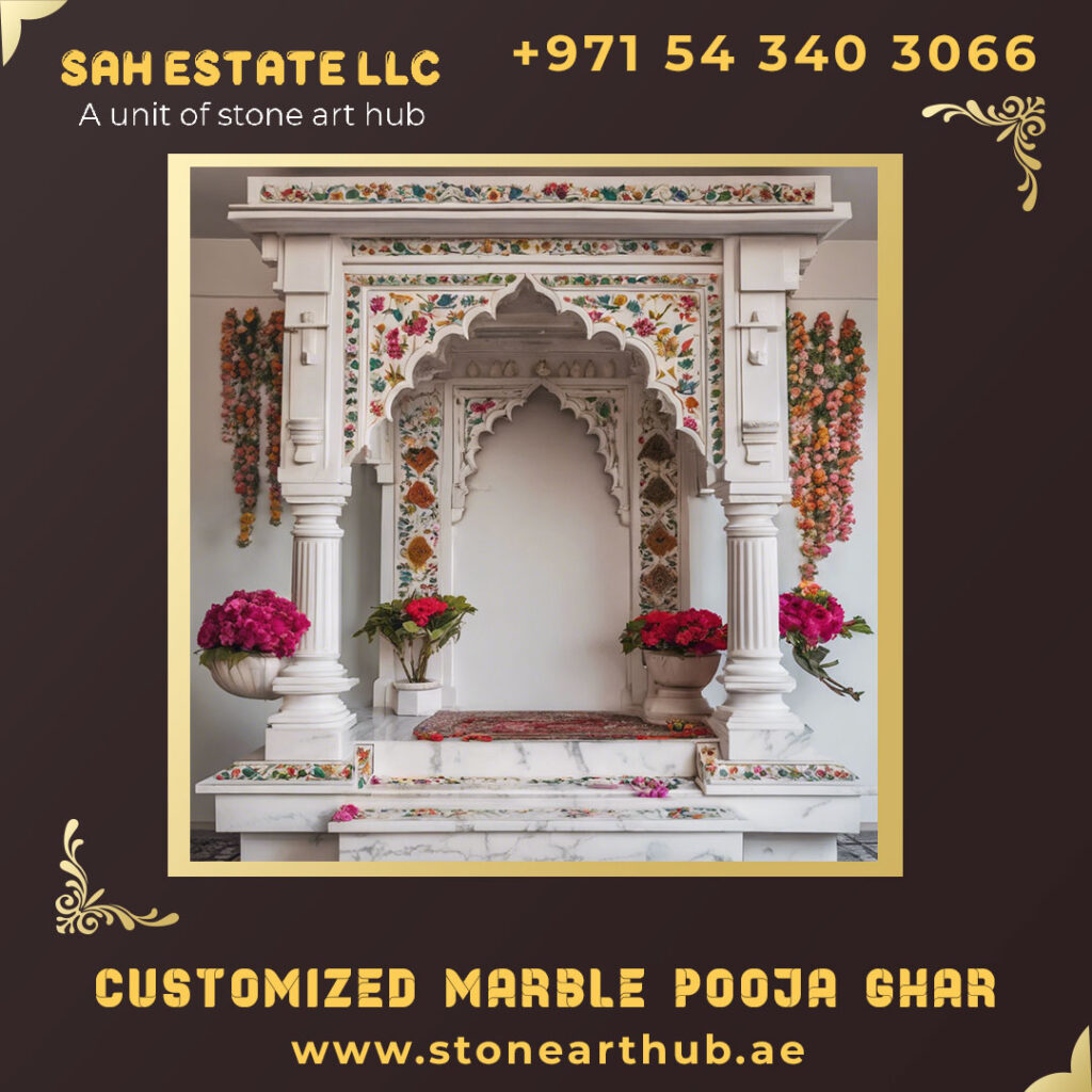 Customized Marble Pooja Ghar Dubai