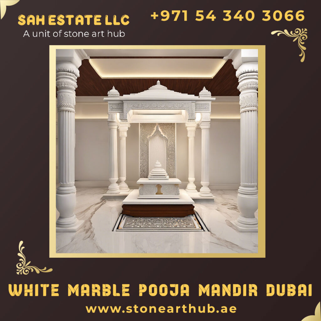 White Marble Pooja Mandir Dubai